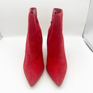 Leith Macee Holiday Red Suede Leather Boots Booties Heels Size 8M